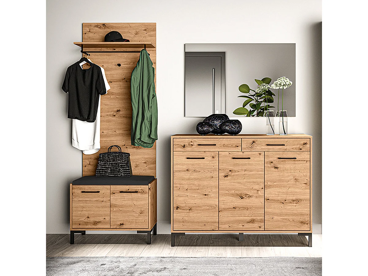 Banc meuble à chaussures 2 portes Liora Bois