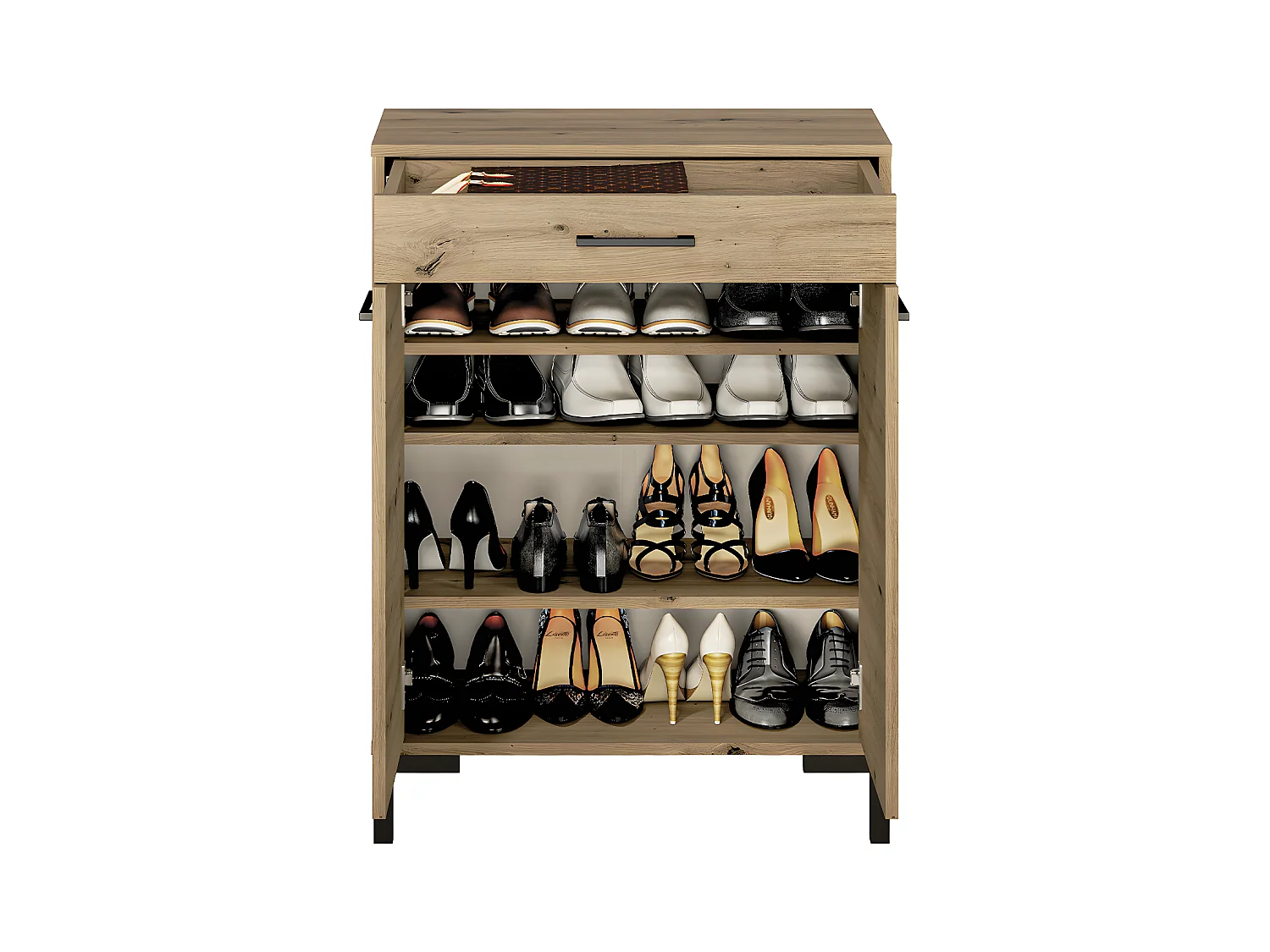 Meuble à chaussures 2 portes 1 tiroir Liora Bois