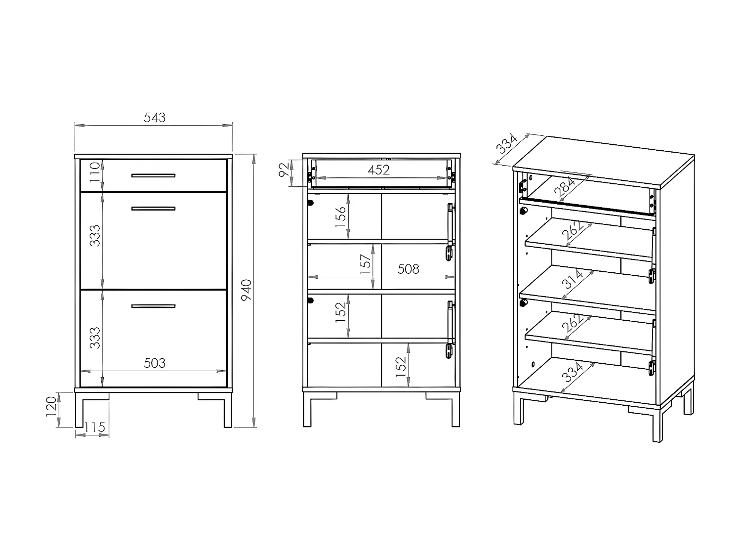 Scarpiera 2 ante 1 cassetto Liora marrone 94cm