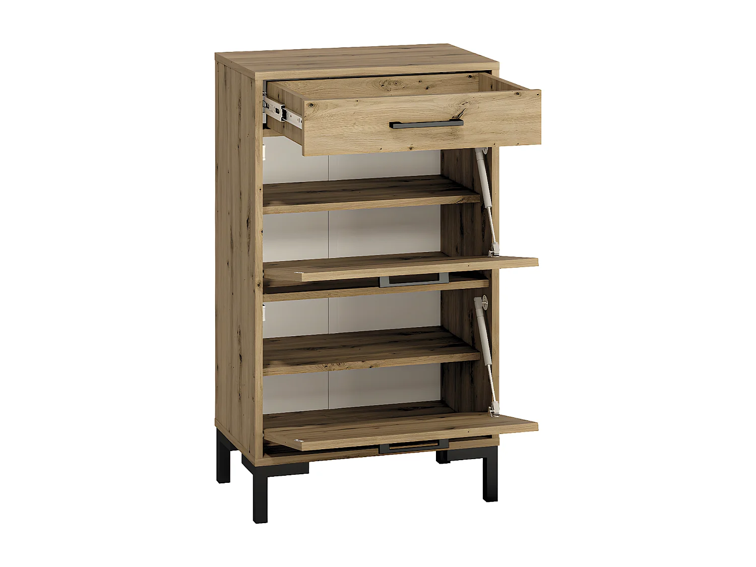 Meuble à chaussures 2 portes vérin 1 tiroir Liora Bois