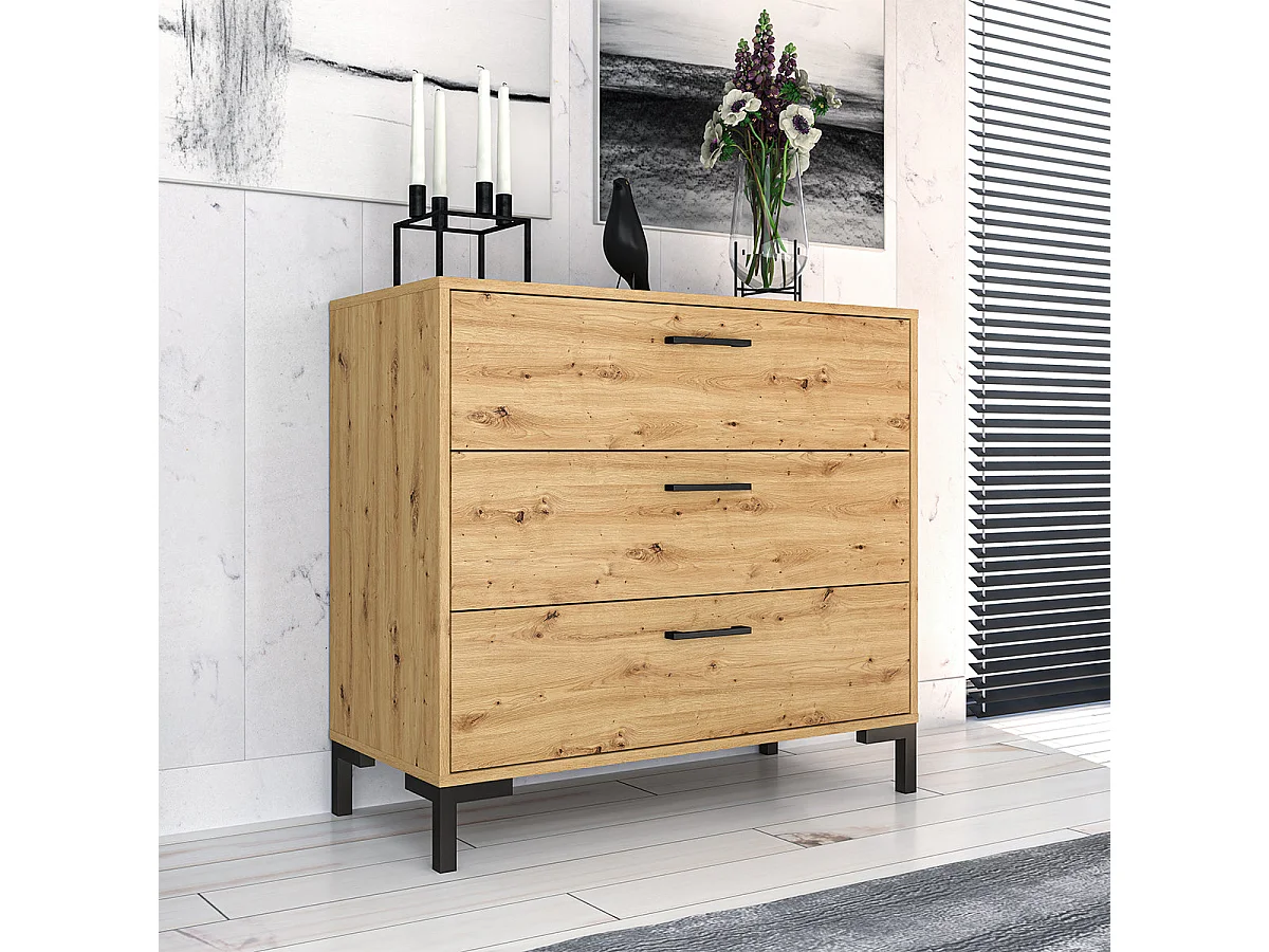 Kommode mit 3 Schubladen Liora Holz