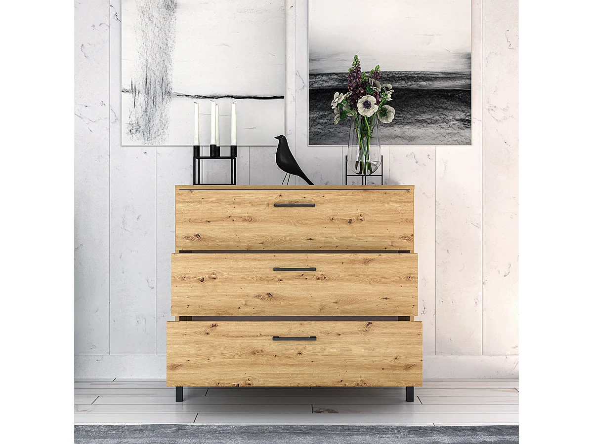 Kommode mit 3 Schubladen Liora Holz