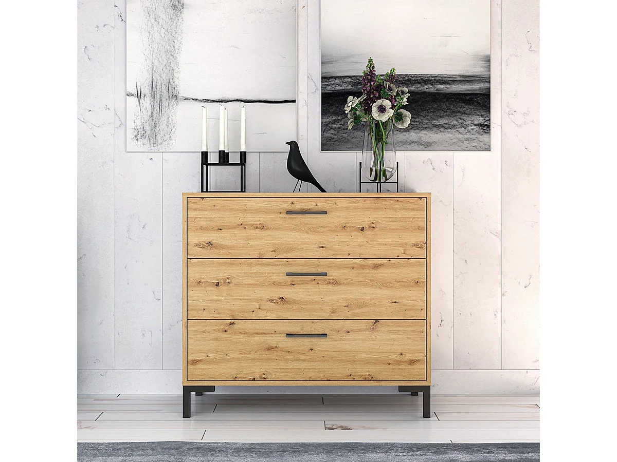 Kommode mit 3 Schubladen Liora Holz
