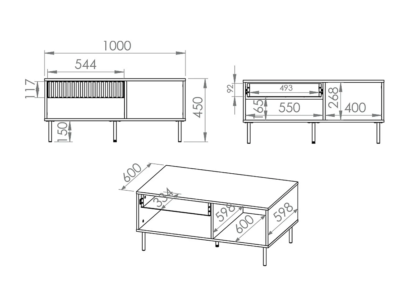 Table basse 1 tiroir Nova Cachemire