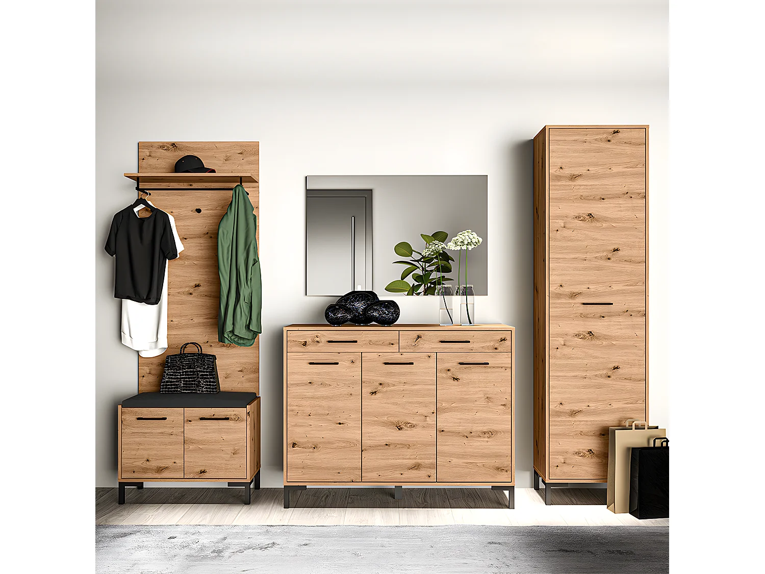 Armoire 1 porte entrée Liora Bois