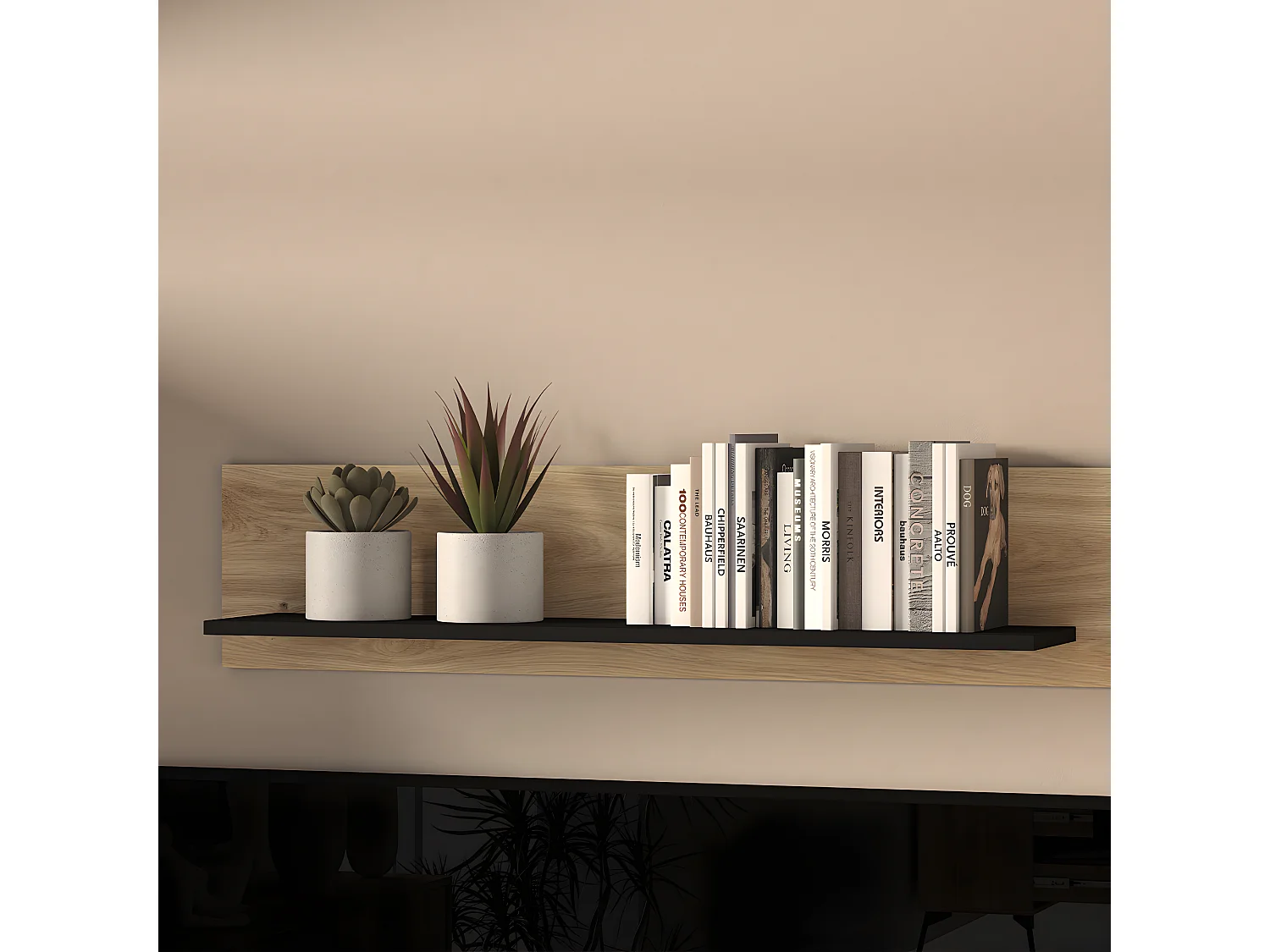 Étagère murale Elara Bois et Noir