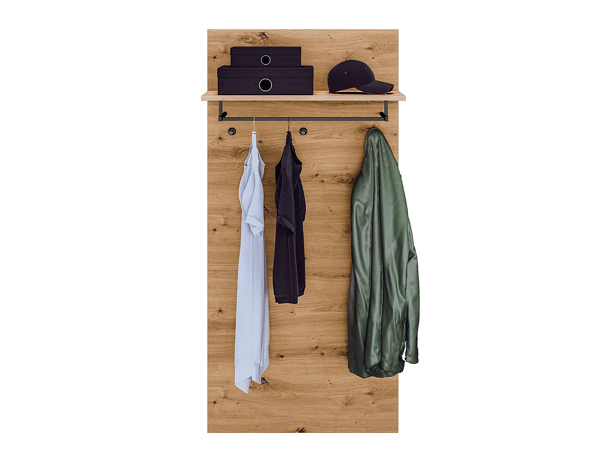 Porte-manteau mural 3 patères 1 étagère Liora Bois