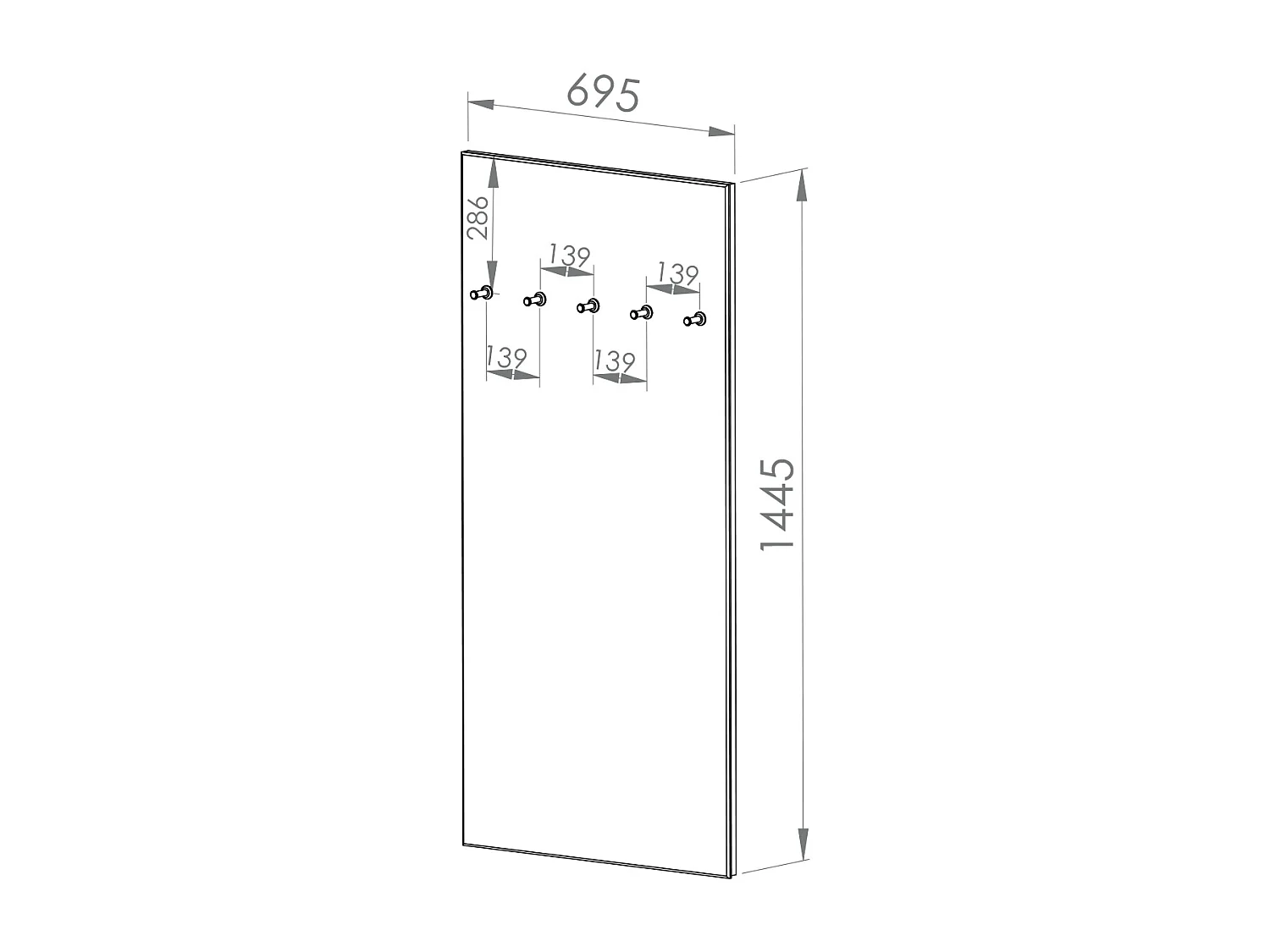 Wandkapstok met 5 knijpers Liora Zwart