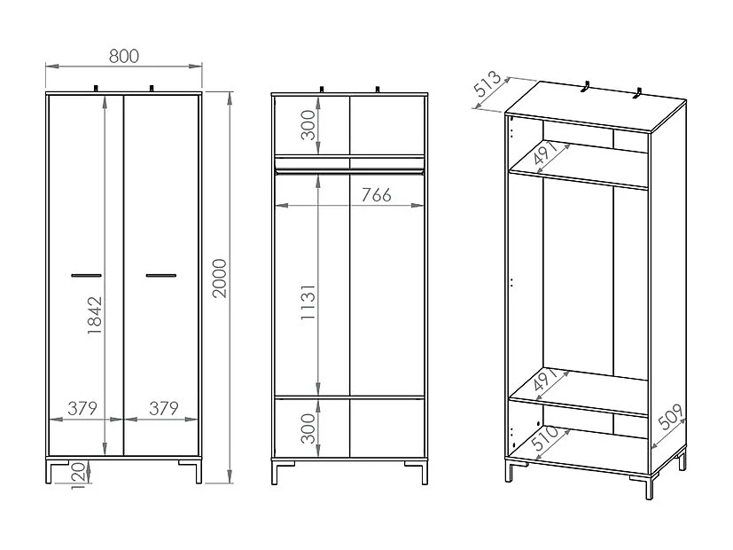Armoire 2 portes Liora Bois