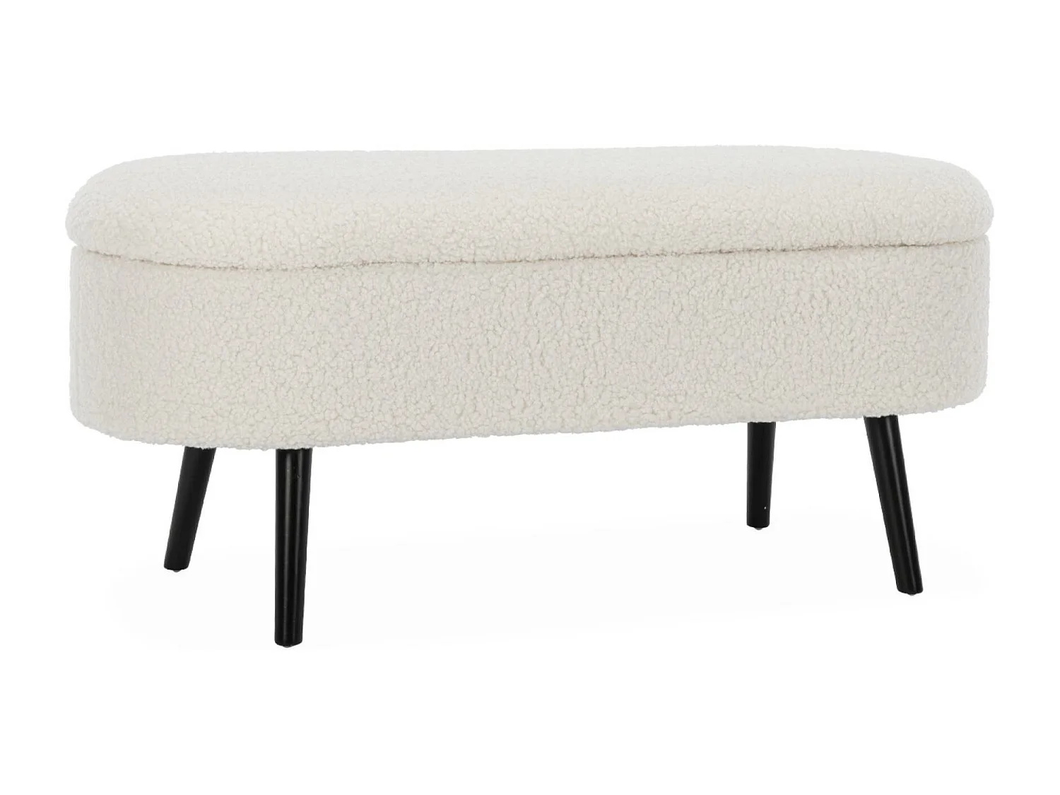 Cassapanca con rivestimento bouclé, ecrù