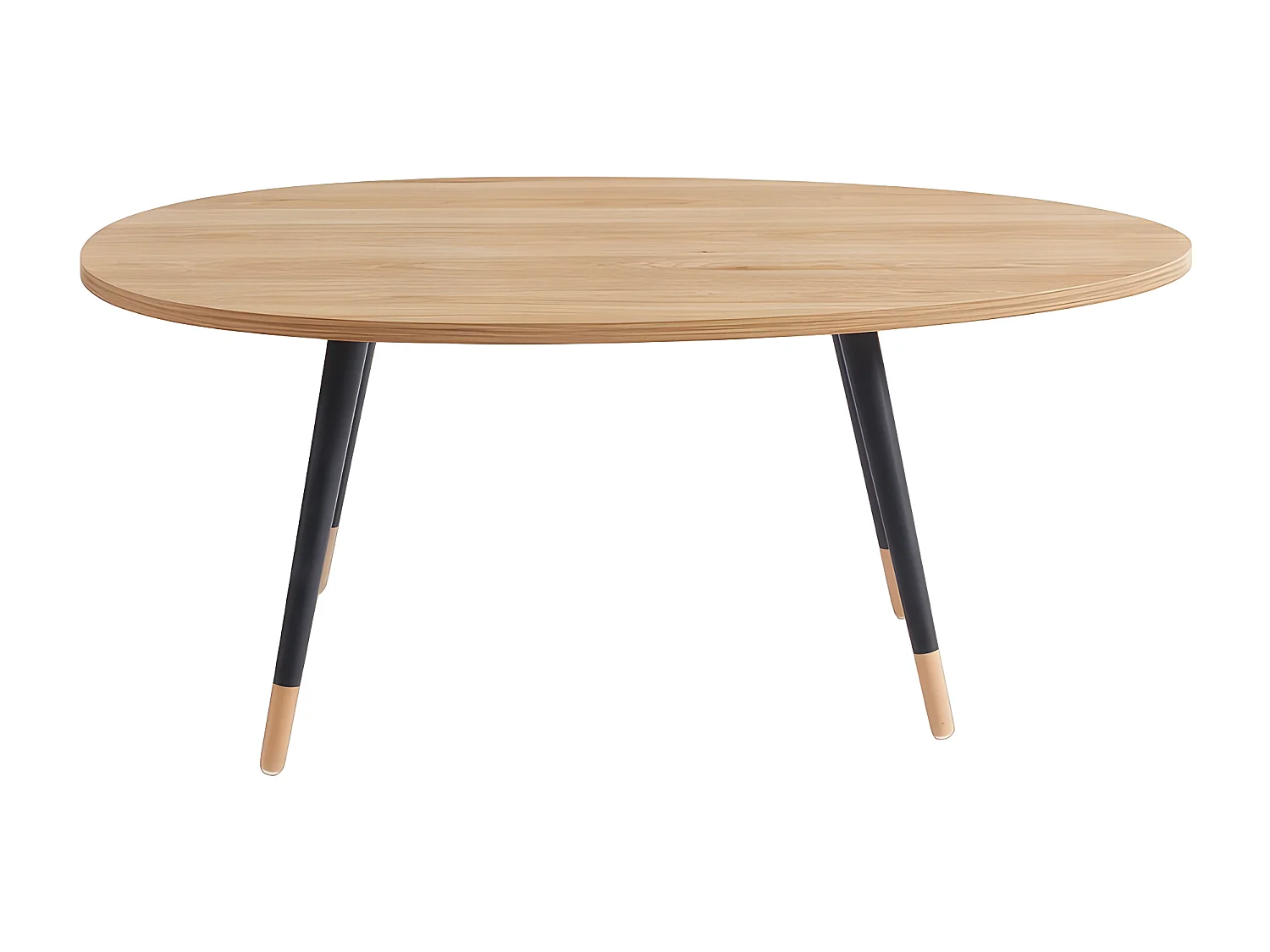 Table basse bois mélaminé pieds noirs style scandinave 98 cm MARIA
