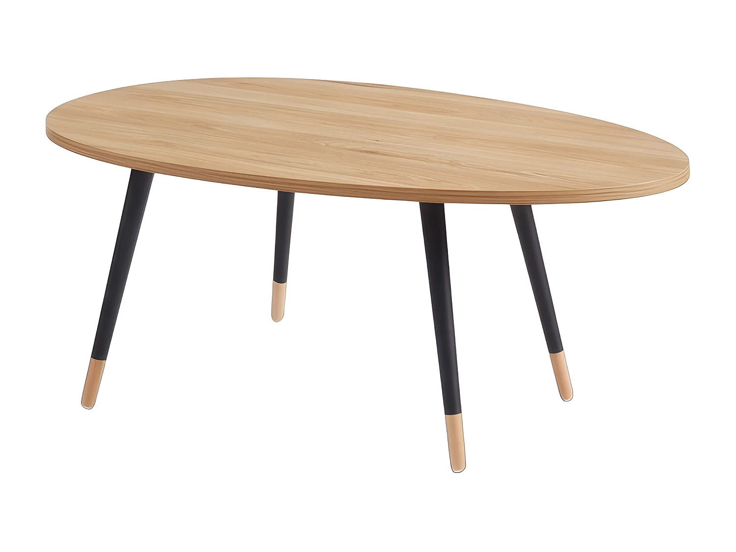 Table basse bois mélaminé pieds noirs style scandinave 98 cm MARIA