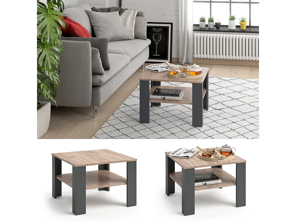 Mesa de centro antracita 60x60x42 homer