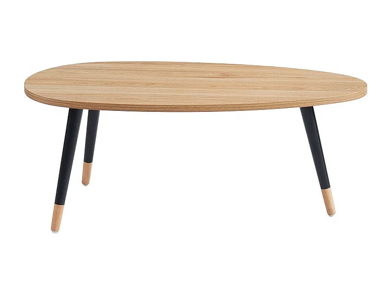 Table basse ORGANIC effet chêne pieds noirs 88cm
