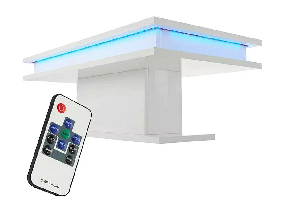 Table basse blanc laqué lumineuse moderne CELESTIA LEDS