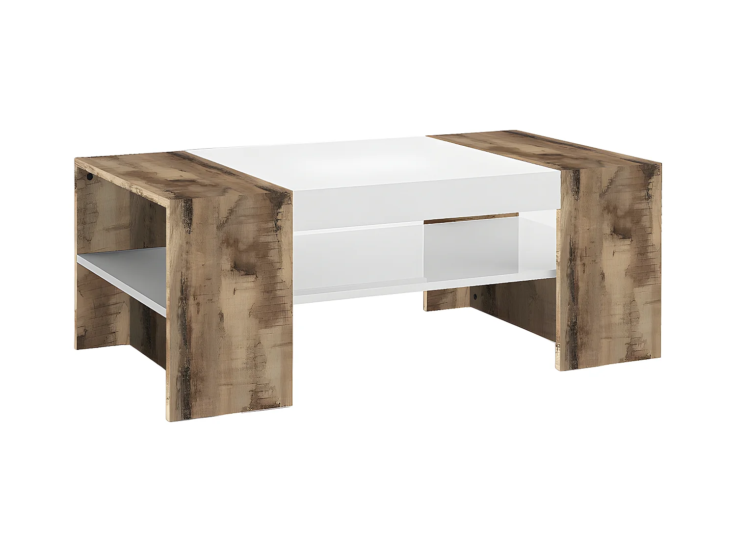 Table basse bois blanc finition ardoise design épuré moderne ECLIPSE