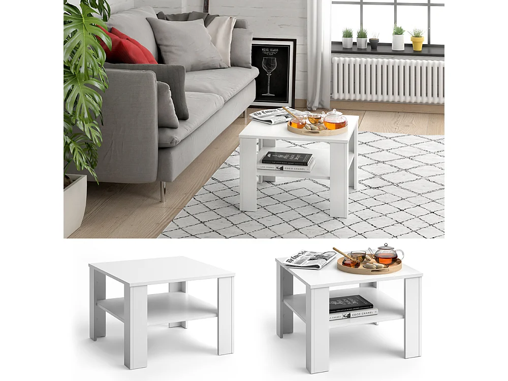 Table basse blanc 60x60x42 homer