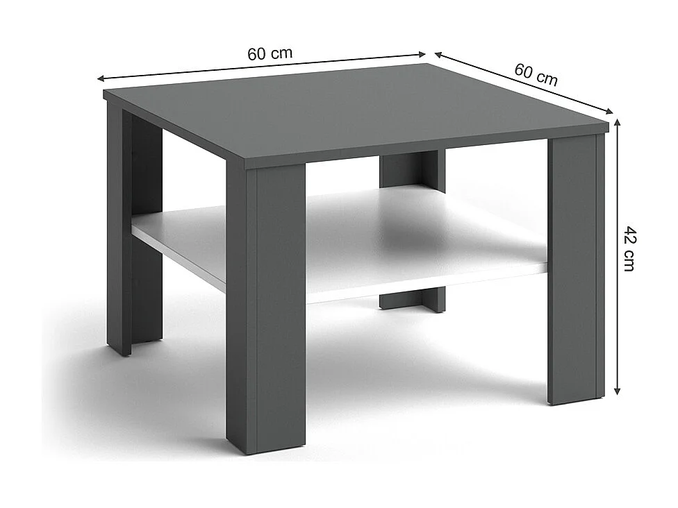Salontafel wit/antraciet 60x60x42 homer