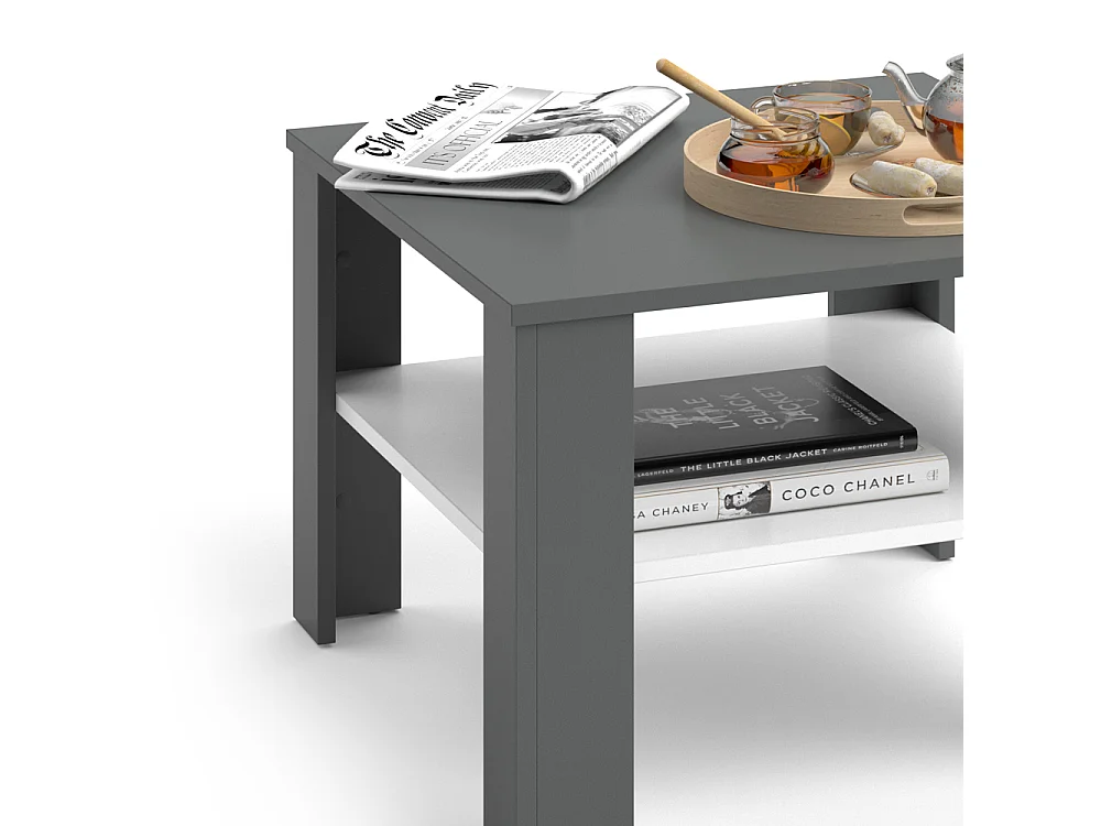 Salontafel wit/antraciet 60x60x42 homer