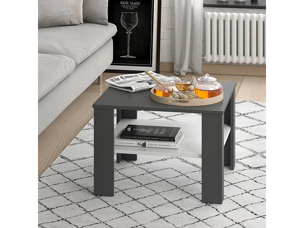 Stolik kawowy biały/antracyt 60x60x42 homer