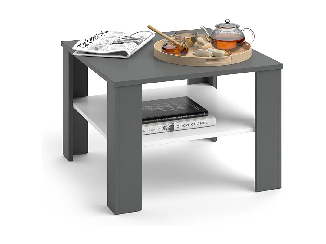 Table basse blanc/anthracite 60x60x42 homer