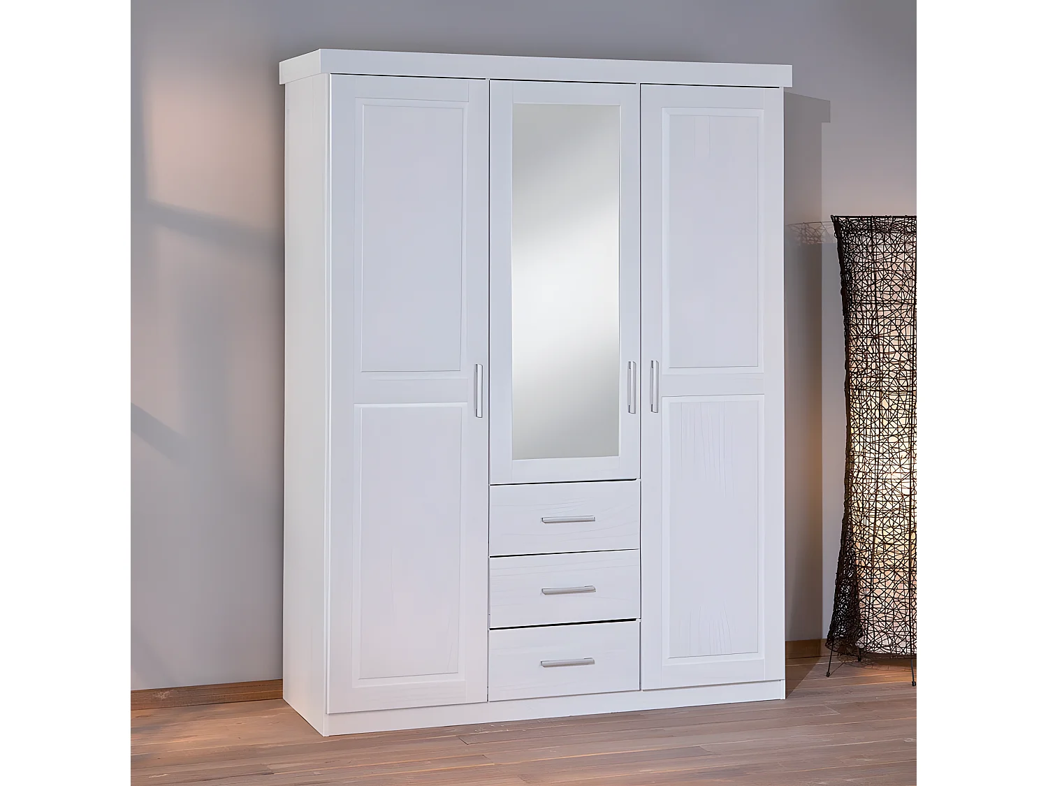 Armoire 3 Portes & 3 Tiroirs "Angel" 190cm Blanc