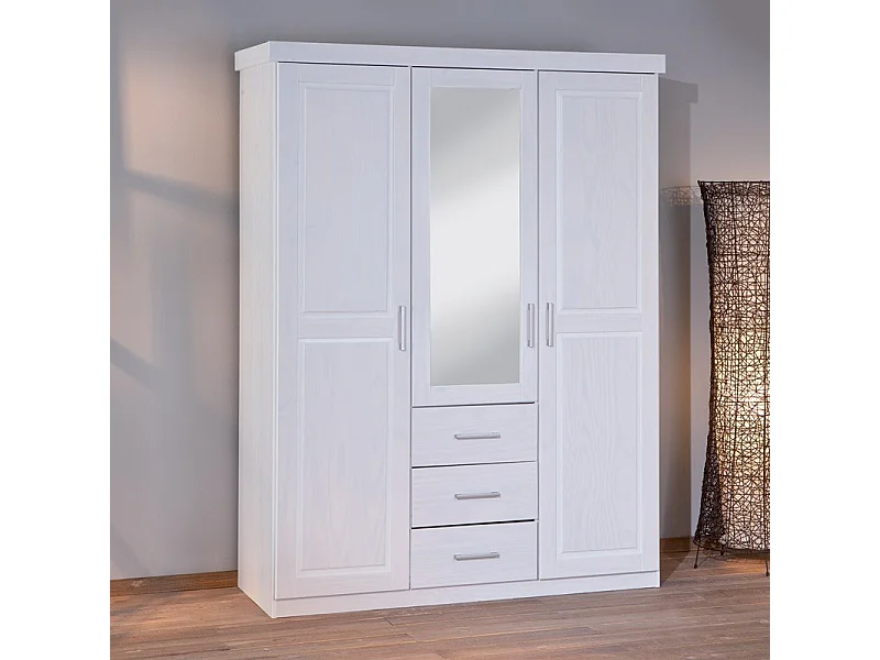 Armoire 3 Portes & 3 Tiroirs "Angel" 190cm Blanc