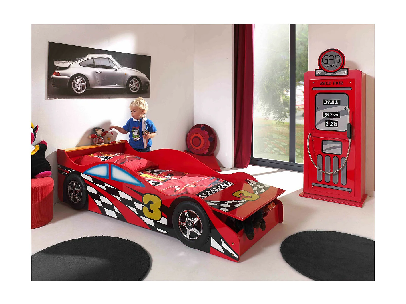 Pack - Lit Enfant & Matelas "Race" 70x140cm Rouge