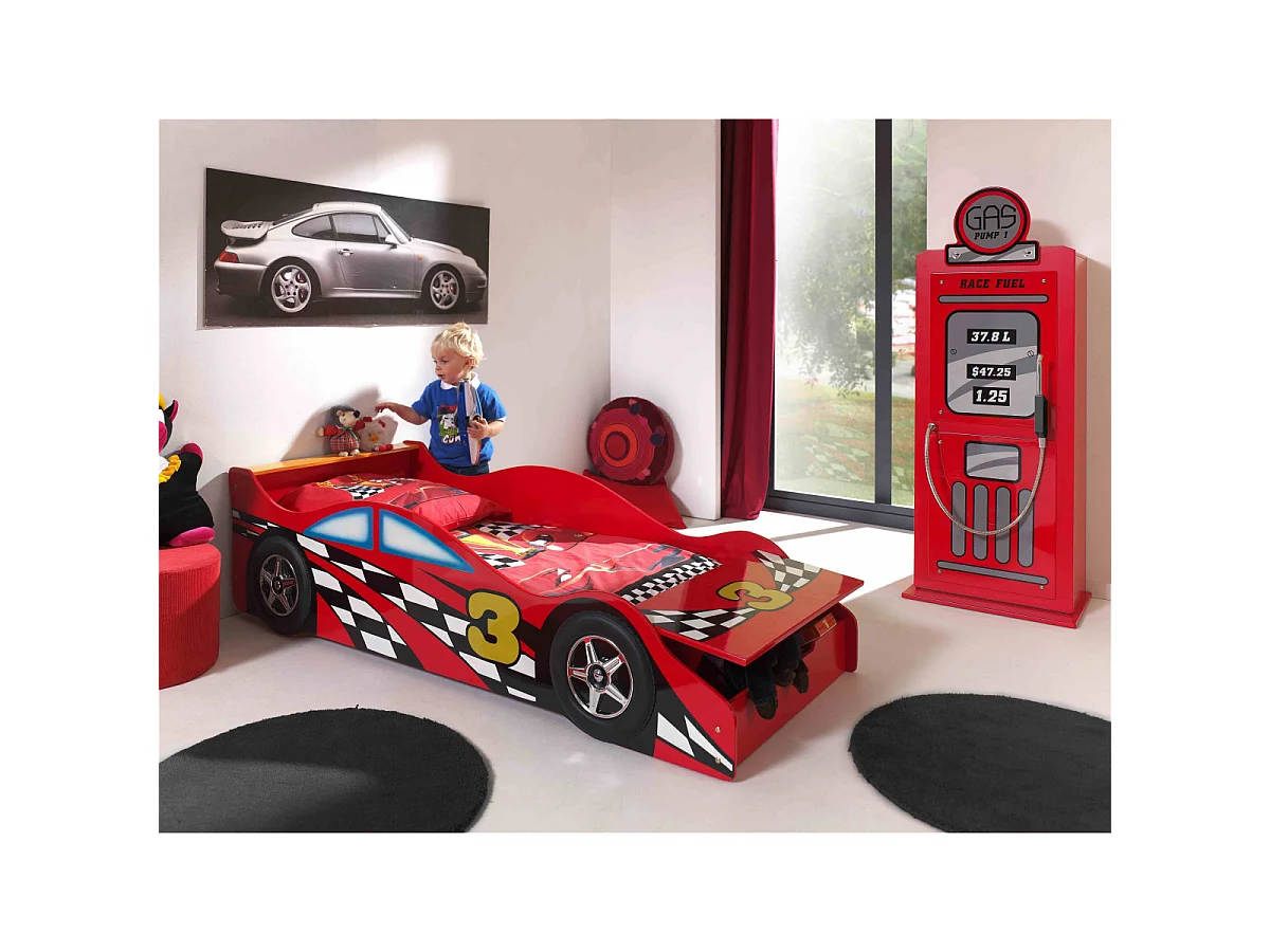 Pack - Lit Enfant & Matelas "Race" 70x140cm Rouge