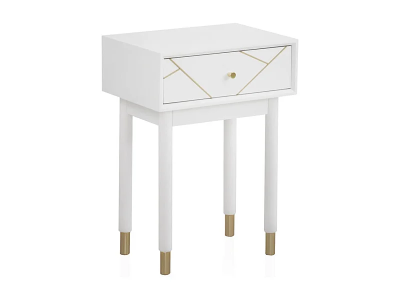 Mesita de noche con 1 cajón lacada en blanco