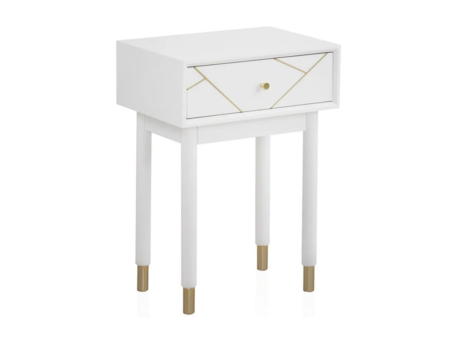 Mesita de noche con 1 cajón lacada en blanco