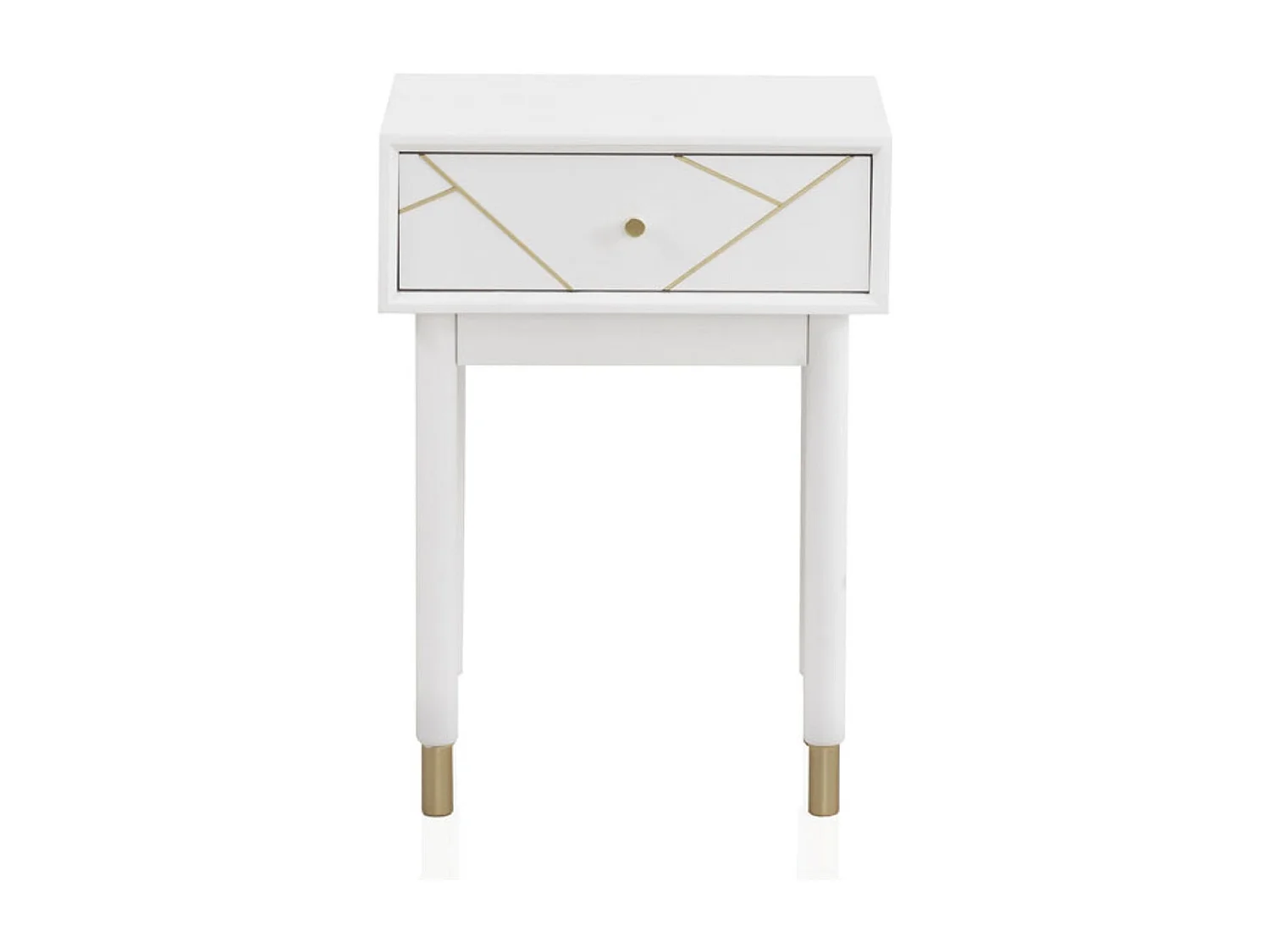 Mesita de noche con 1 cajón lacada en blanco