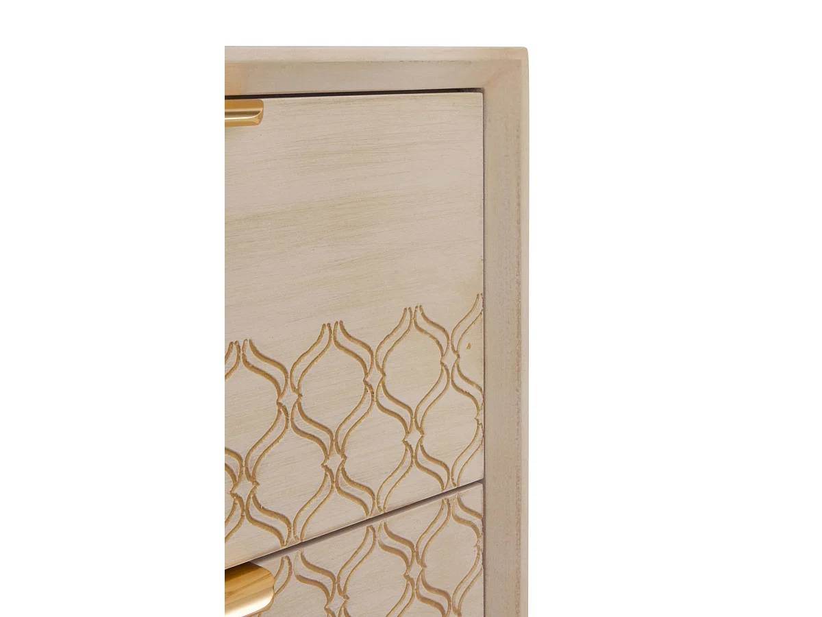 Table de chevet 2 tiroirs plaquée chêne et couleur beige