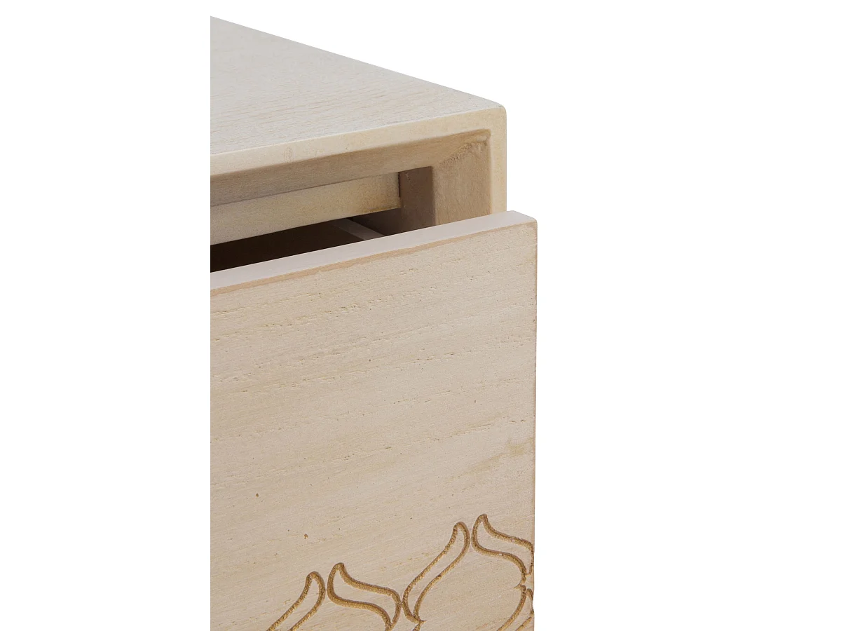 Table de chevet 2 tiroirs plaquée chêne et couleur beige