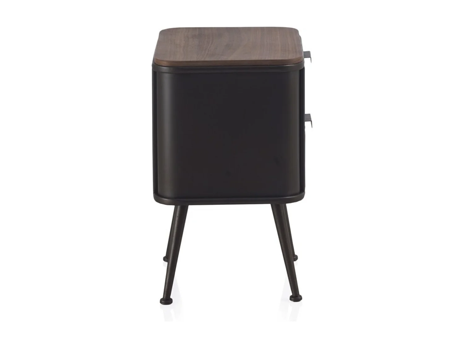 Table de chevet métallique avec plateau et 2 tiroirs en bois de sapin