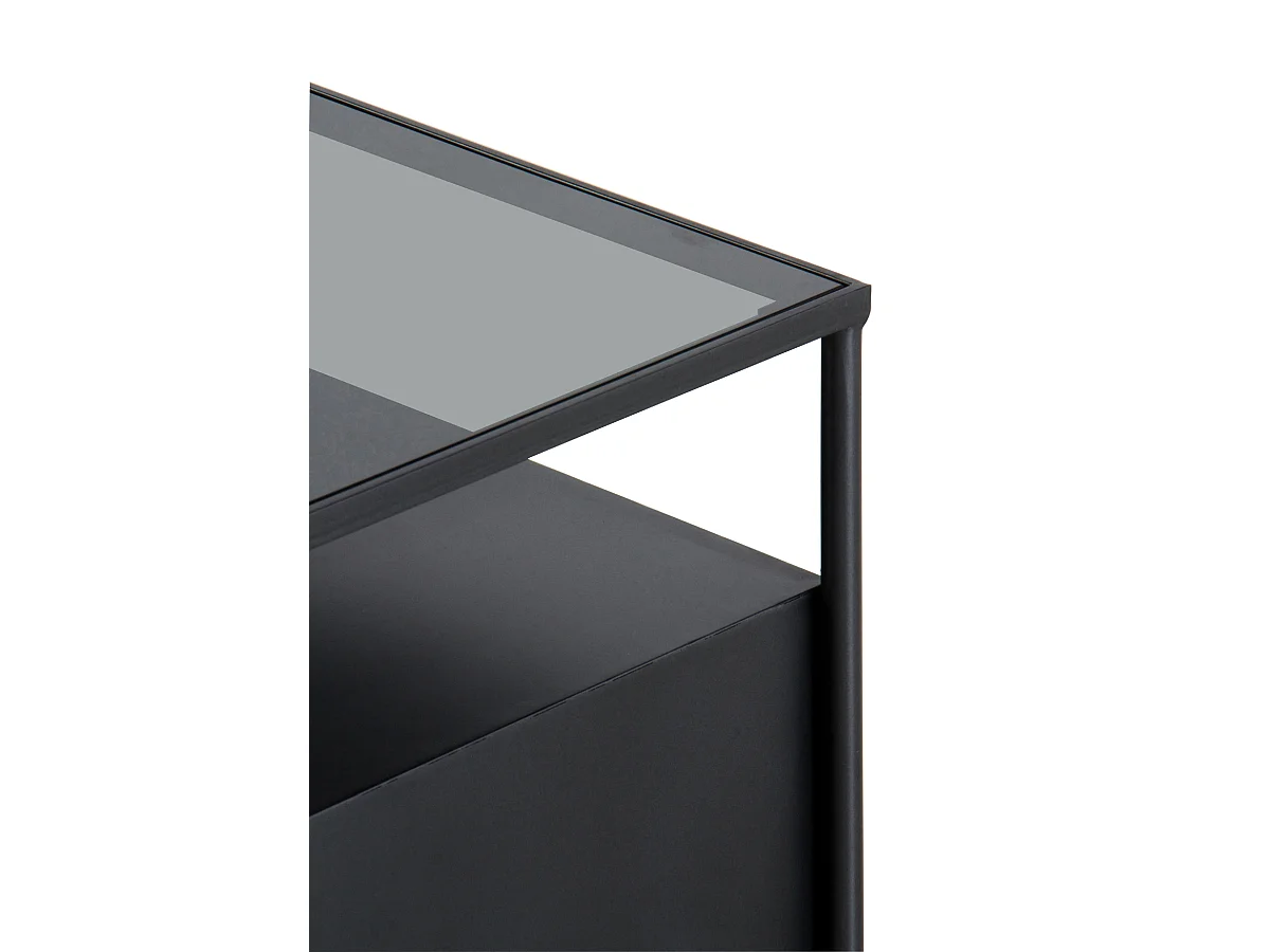 Mesita de noche 1 cajón de madera de abeto y hierro