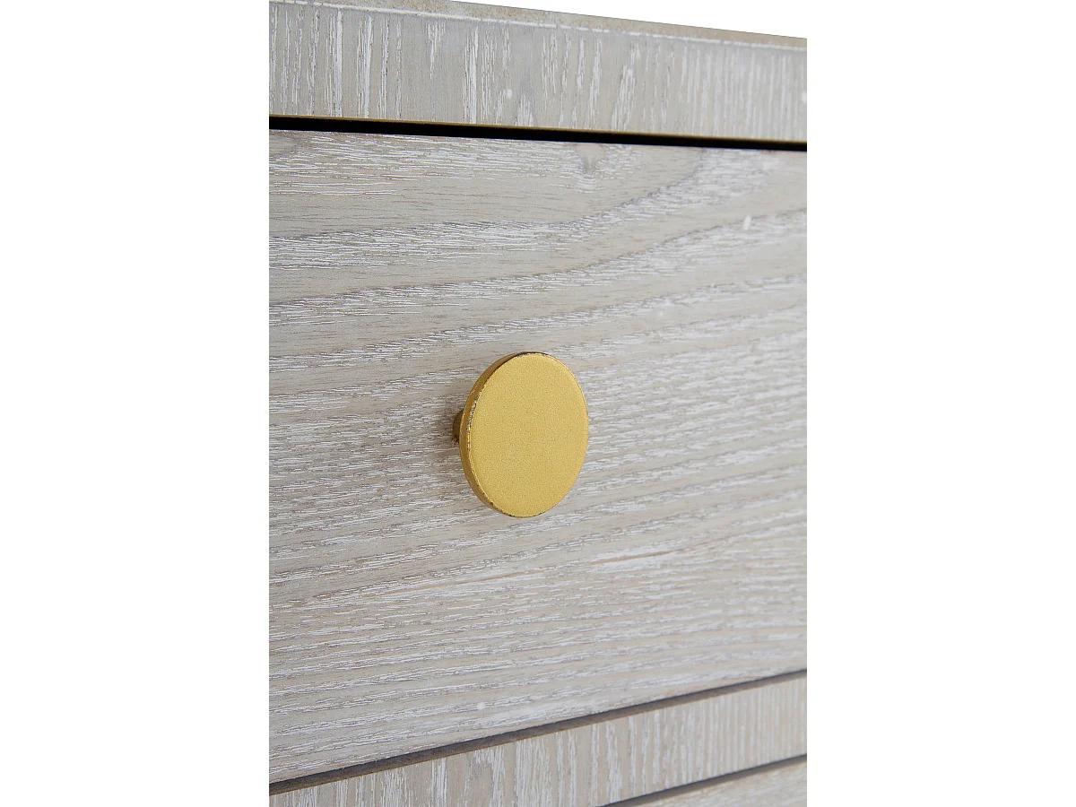 Mesita de noche con 2 cajones chapada en fresno patinado blanco