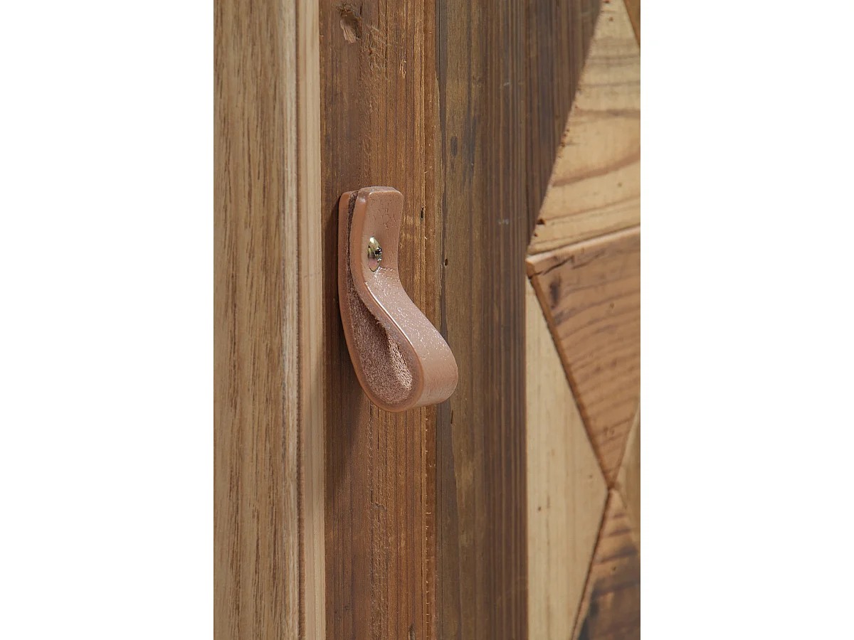 Comodino in frassino riciclato con 1 anta e base in metallo