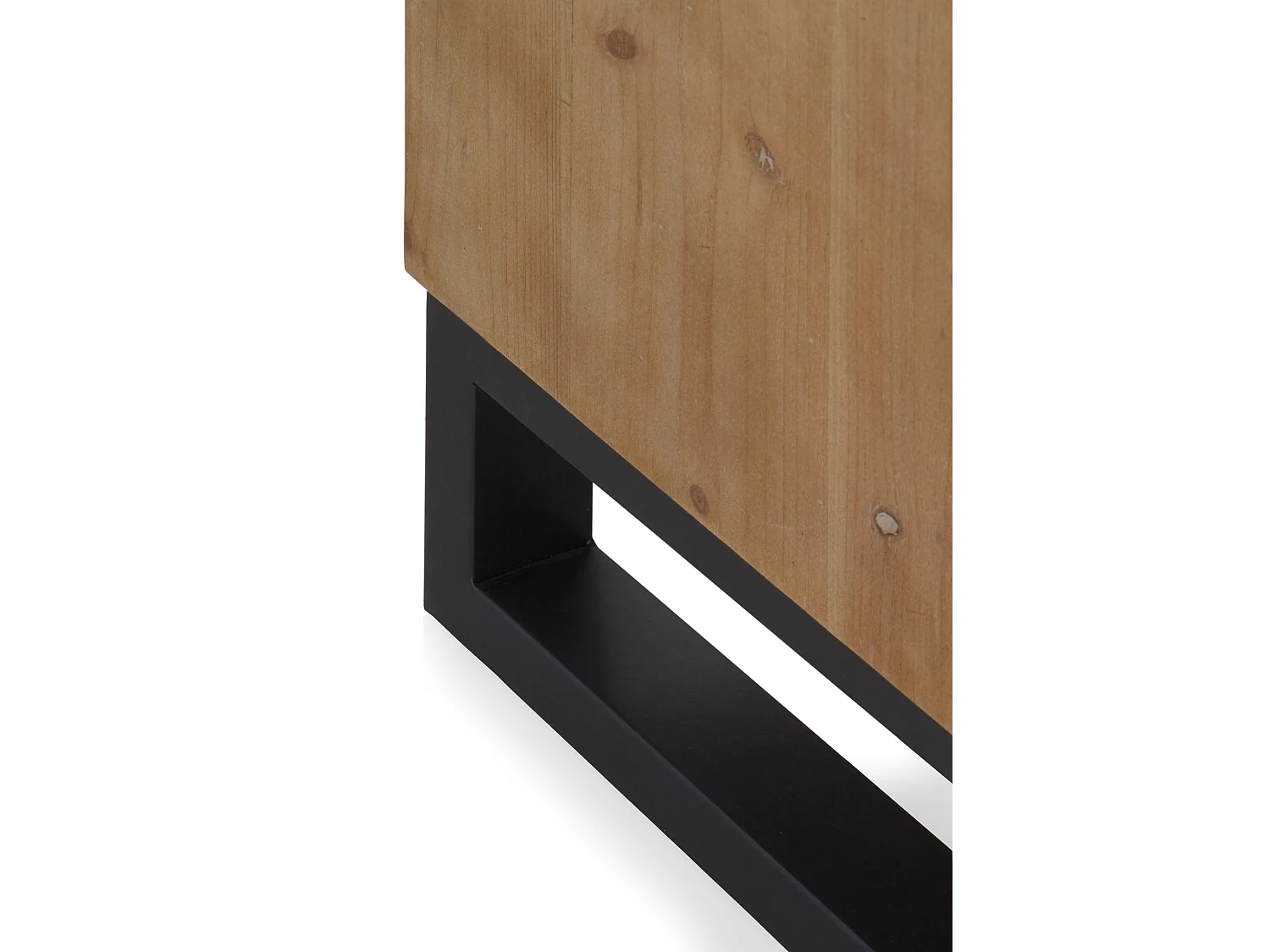 Table de chevet plaquée en bois de sapin avec 2 tiroirs