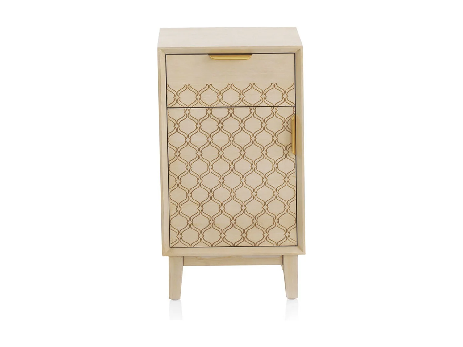 Table de chevet 1 tiroir et 1 porte plaquée chêne et couleur beige