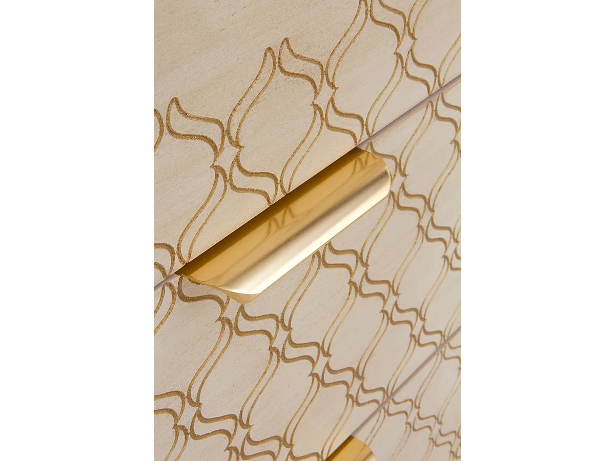 Table de chevet 3 tiroirs plaquée chêne et couleur beige