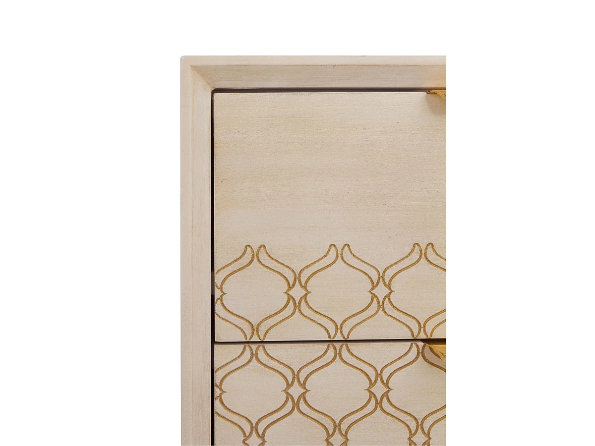 Table de chevet 3 tiroirs plaquée chêne et couleur beige