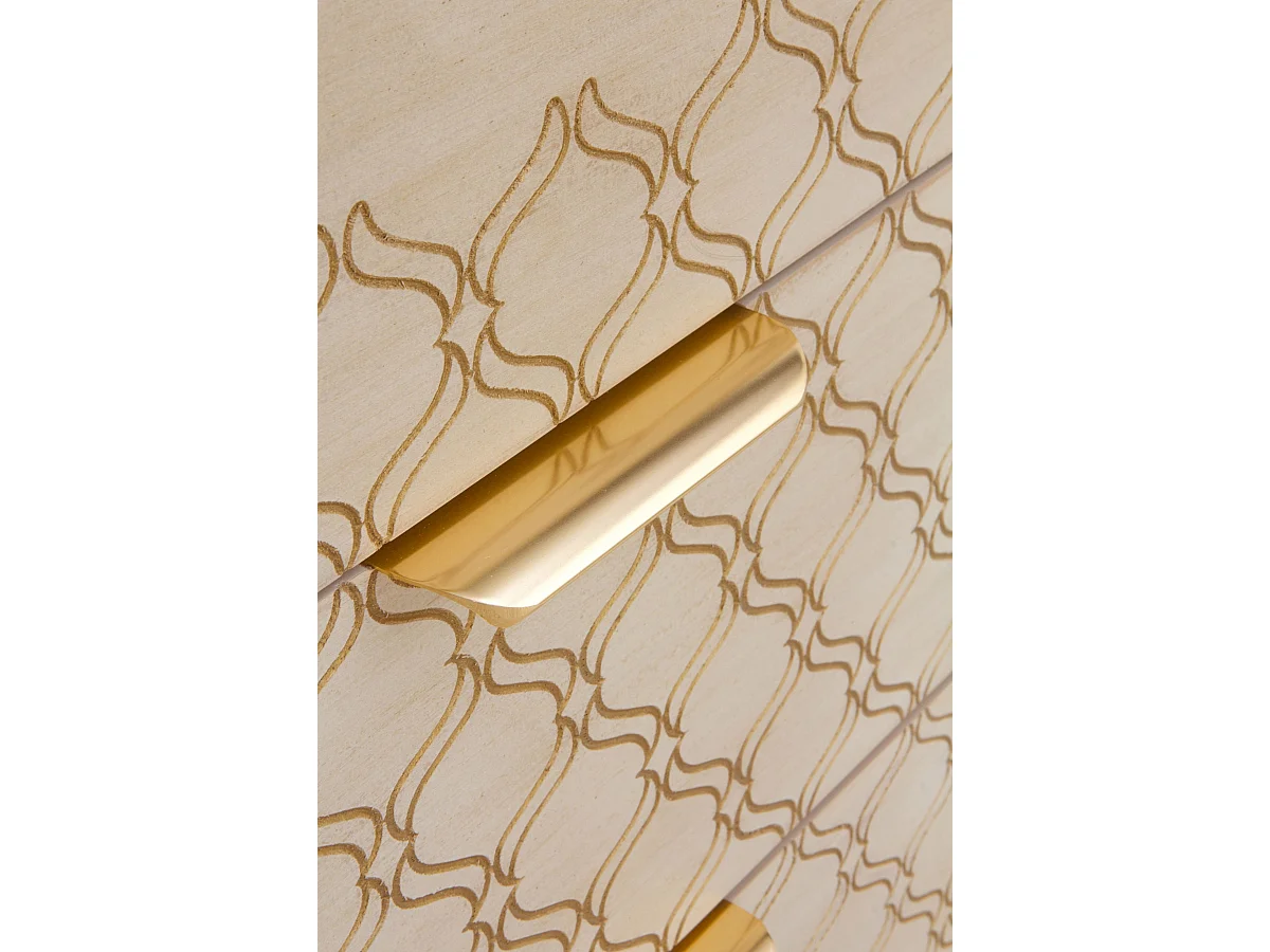 Table de chevet 3 tiroirs plaquée chêne et couleur beige