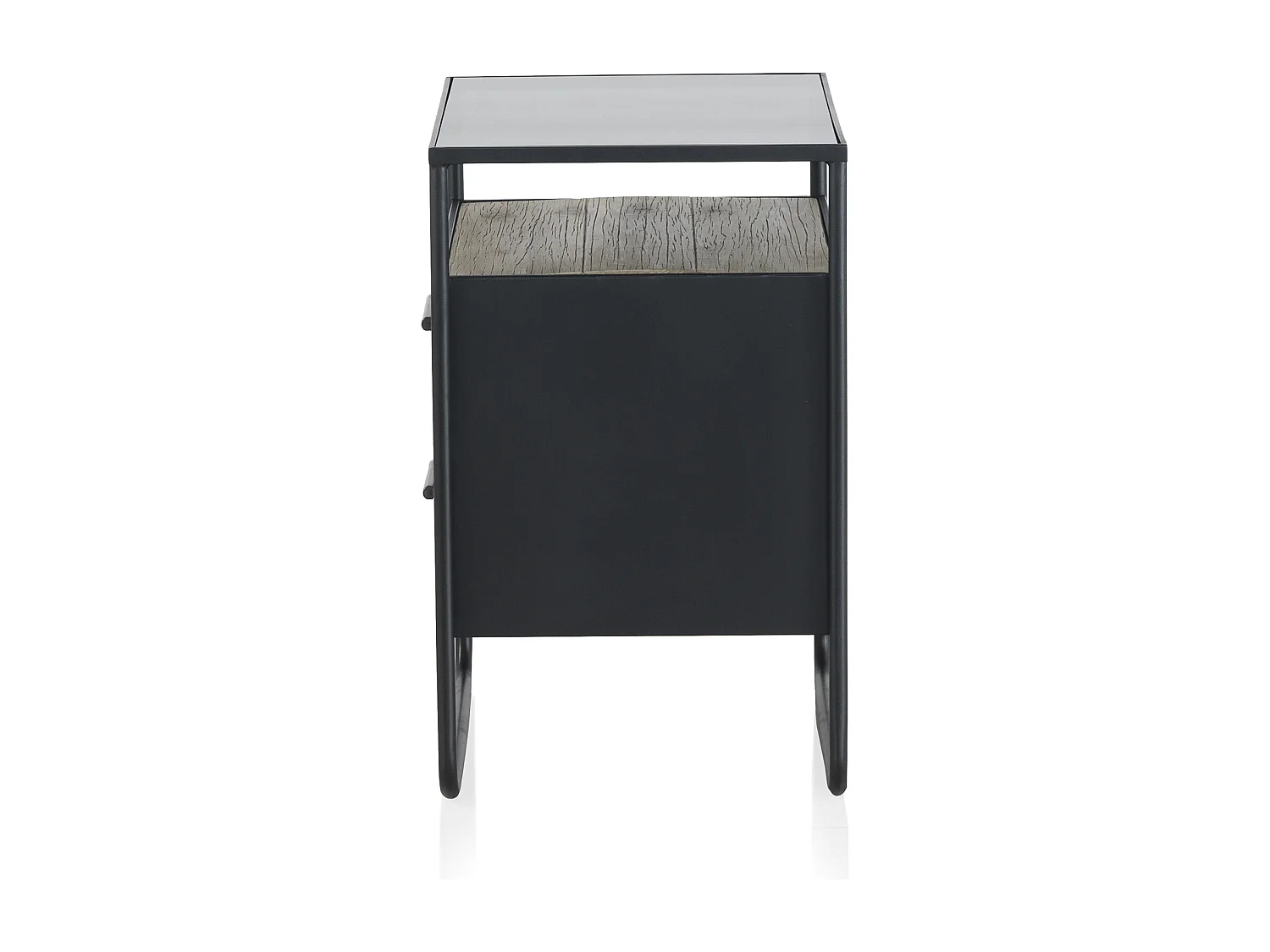 Table de chevet 2 tiroirs en sapin et fer