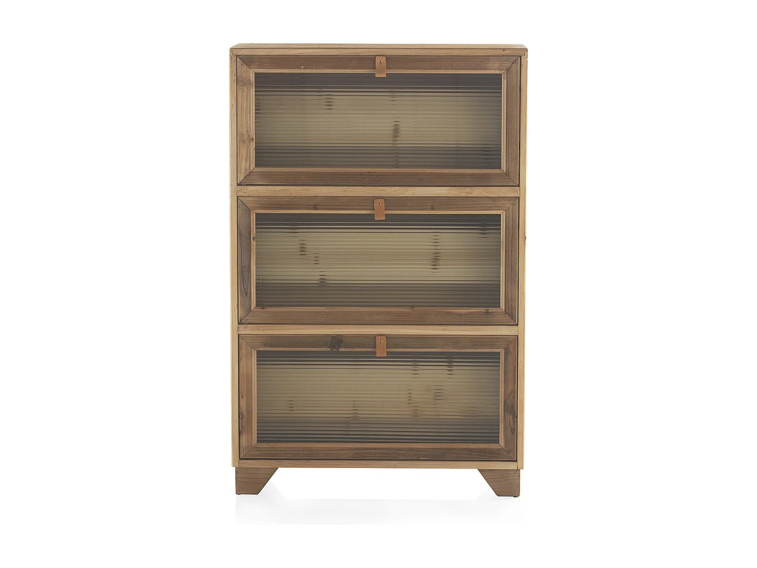 Sapateira em madeira de abeto com 3 compartimentos, cor natural