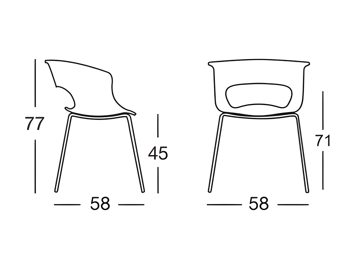 Chaise design - MISS B ANTICHOCK 4 legs - deco