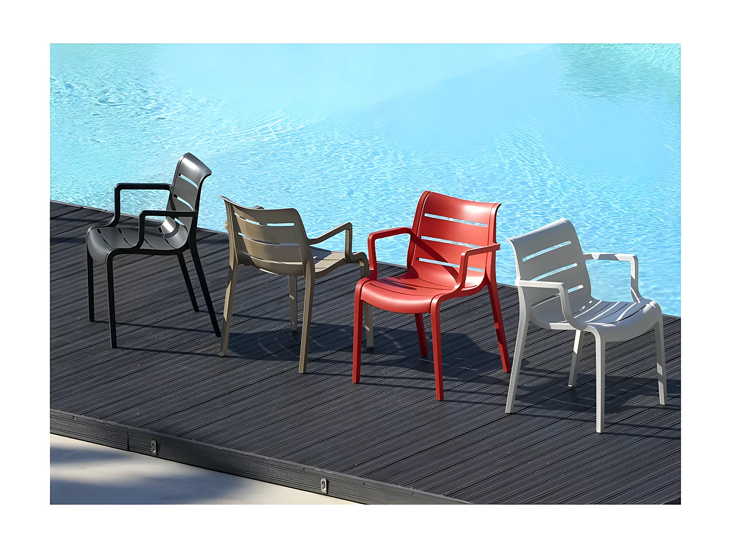 4 Chaises design de jardin - SUNSET - Lot de 4 - deco