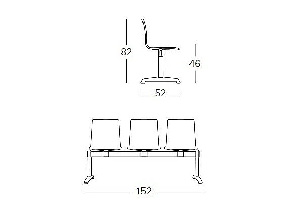 3 chaises salle d'attente ignifugées Bench Alice - Scab