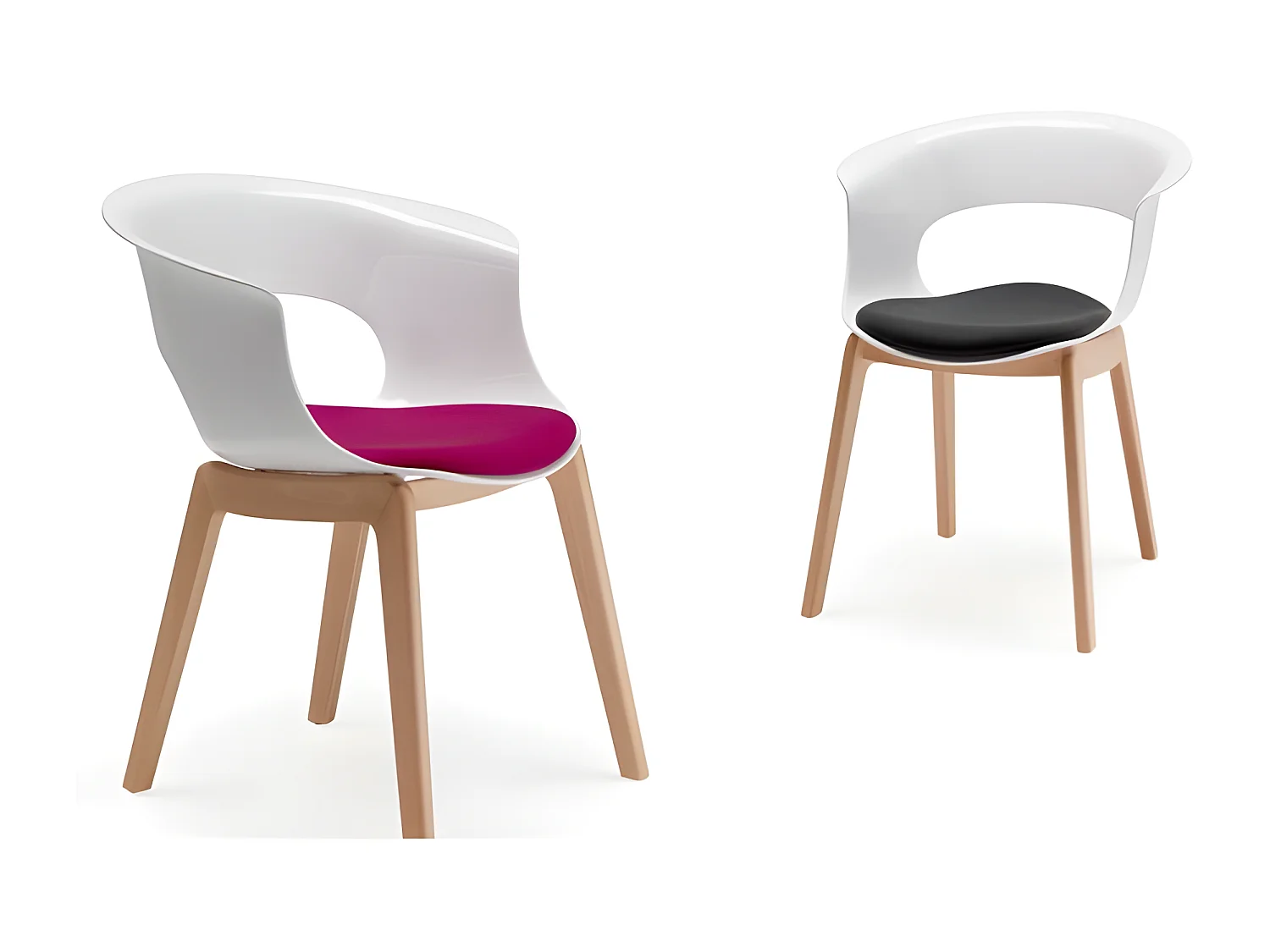 Chaise design avec pieds bois - NATURAL MISS B Antishock avec coussin - déco originale