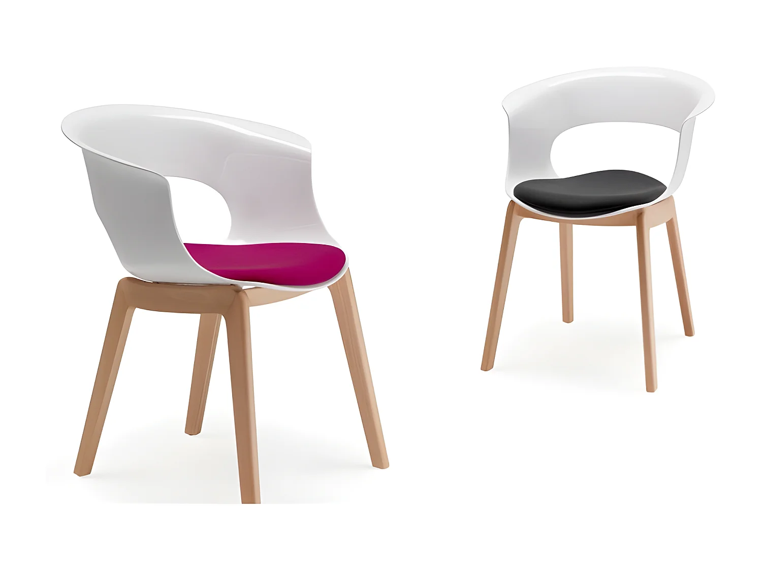 Chaise design avec pieds bois - NATURAL MISS B Antishock avec coussin - déco originale